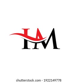 Water Wave IM Logo Vector. Swoosh Letter IM Logo Design for business and company identity