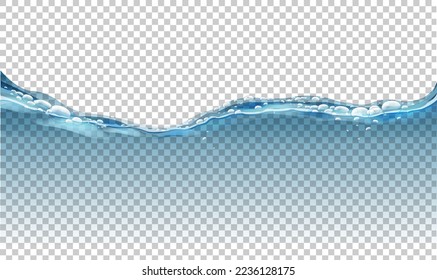 Wasserwelle einzeln auf transparentem Hintergrund mit Farbverlauf-Mesh, Vektorgrafik
