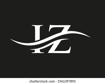 Water Wave IZ Logo Vector. Swoosh Letter IZ Logo Design for business and company identity