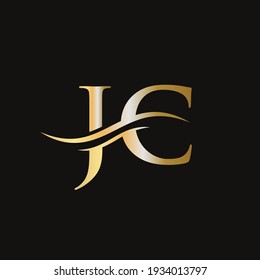 Water Wave JC Logo Vector. Swoosh Letter JC Logo Design for business and company identity