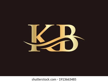 Water Wave KB Logo Vector. Swoosh Letter KB Logo Design for business and company identity.