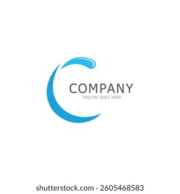 water wave letter c logo vector icon