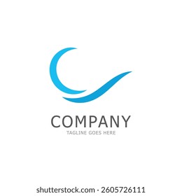 water wave letter c logo vector icon