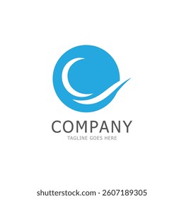 water wave letter c logo vector icon
