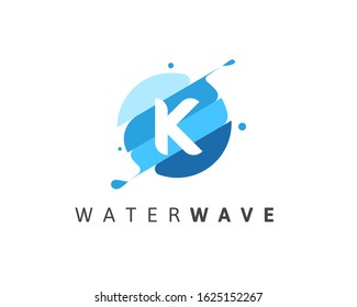 Water Wave Letter K Logo Template