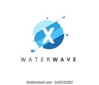 Water Wave Letter X Logo Template