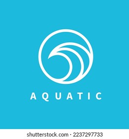 water wave line circle icon vector concept design template web