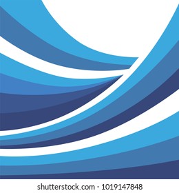 Water Wave Logo abstract design. Cosmetics Surf Sport Logotype concept. Square aqua icon. 