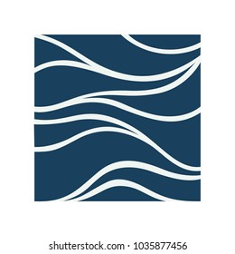 Water Wave Logo abstract design. Cosmetics Surf Sport Logotype concept. Square aqua icon. 