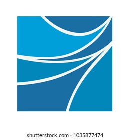 Water Wave Logo abstract design. Cosmetics Surf Sport Logotype concept. Square aqua icon. 