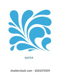 Water Wave Logo abstract design. Cosmetics Surf Sport Logotype concept. Square aqua icon. 