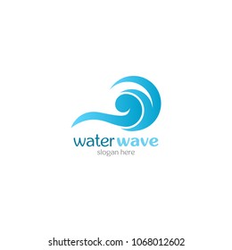 Water Wave Logo abstract design vector template. Cosmetics Surf Sport Logotype concept. Aqua icon