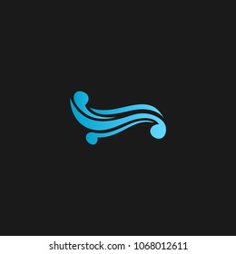 Water Wave Logo abstract design vector template. Cosmetics Surf Sport Logotype concept. Aqua icon