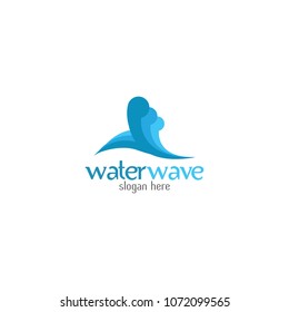 Water Wave Logo abstract design vector template. Cosmetics Surf Sport Logotype concept. Aqua icon