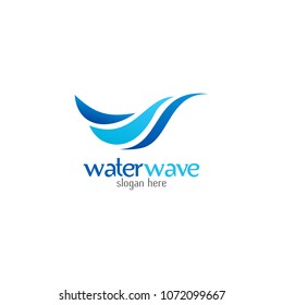 Water Wave Logo abstract design vector template. Cosmetics Surf Sport Logotype concept. Aqua icon