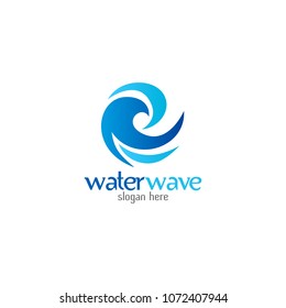 Water Wave Logo abstract design vector template. Cosmetics Surf Sport Logotype concept. Aqua icon