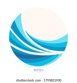 Water Wave Logo abstract design. Cosmetics Surf Sport