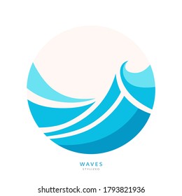 Water Wave Logo abstract design. Cosmetics Surf Sport