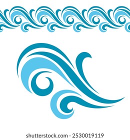 Water Wave Logo abstract design. Cosmetics Surf Sport Logotype concept.