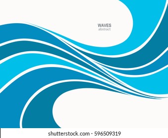 Water Wave Logo abstract design. Cosmetics Surf Sport Logotype concept. Square aqua icon. 