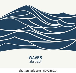 Water Wave Logo abstract design. Cosmetics Surf Sport Logotype concept. Square aqua icon. 