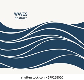Water Wave Logo abstract design. Cosmetics Surf Sport Logotype concept. Square aqua icon. 