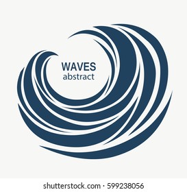Water Wave Logo abstract design. Cosmetics Surf Sport Logotype concept. Square aqua icon. 