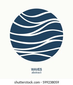 Water Wave Logo abstract design. Cosmetics Surf Sport Logotype concept. Square aqua icon. 