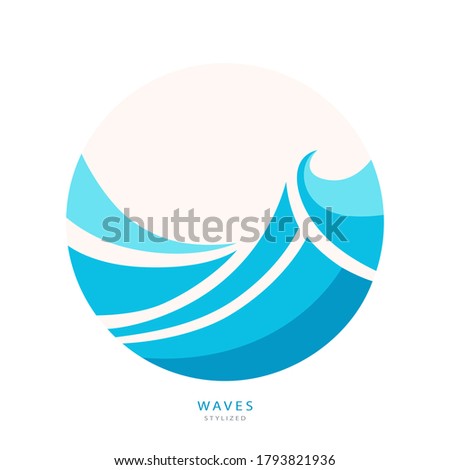 Water Wave Logo abstract design. Cosmetics Surf Sport