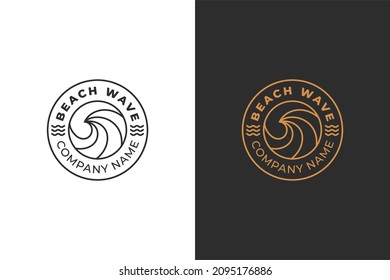 Water Wave Logo. Abstract Splashes Liquid Waves Linear Logo Emblem Badge Design