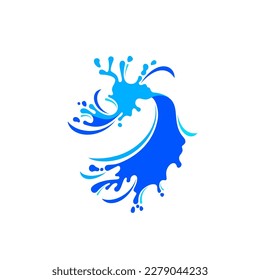 Ola de agua para el logotipo, símbolo de salpicadura acuática, signo líquido de marca para su negocio