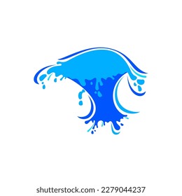 Water wave for logo, aqua splash symbol, brand liquid sign for your business