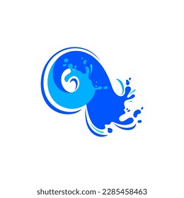 Water wave for logo, aqua splash blue symbol, brand liquid sign for your business