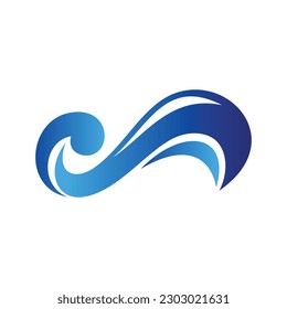 water wave logo, beach waves, sea waves, with a simple blue color combination editing vector illustration icon design