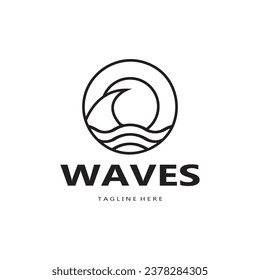 water wave logo, beach waves, sea, vector design
