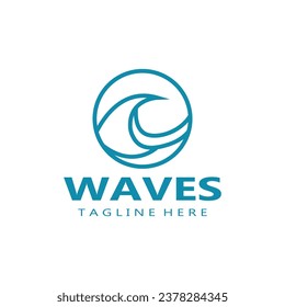 water wave logo, beach waves, sea, vector design