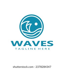 water wave logo, beach waves, sea, vector design