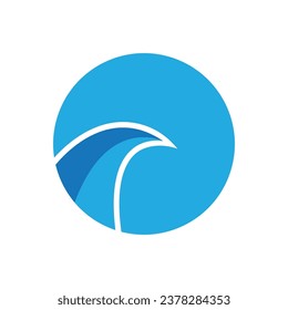 water wave logo, beach waves, sea, vector design