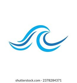 logotipo de olas de agua, olas de playa, mar, diseño vectorial