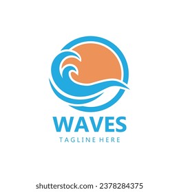 water wave logo, beach waves, sea, vector design