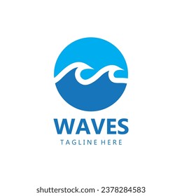 water wave logo, beach waves, sea, vector design