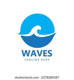 water wave logo, beach waves, sea, vector design