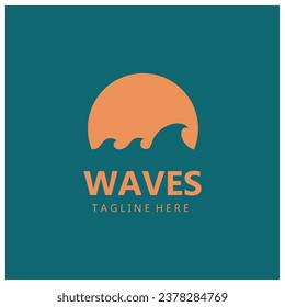 logotipo de olas de agua, olas de playa, mar, diseño vectorial