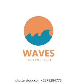water wave logo, beach waves, sea, vector design