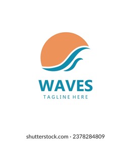 water wave logo, beach waves, sea, vector design