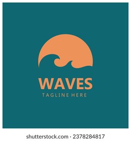 water wave logo, beach waves, sea, vector design