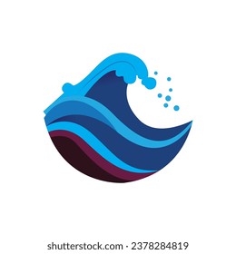 logotipo de olas de agua, olas de playa, mar, diseño vectorial