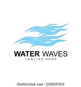 Water Wave Logo, Deep Sea Vector, Maritime Background Template Design