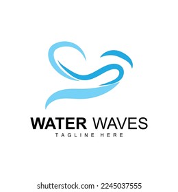 Water Wave Logo, Deep Sea Vector, Maritime Background Template Design