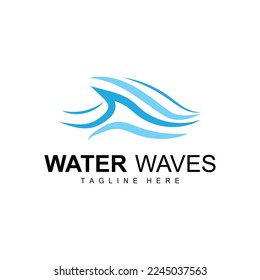 Water Wave Logo, Deep Sea Vector, Maritime Background Template Design
